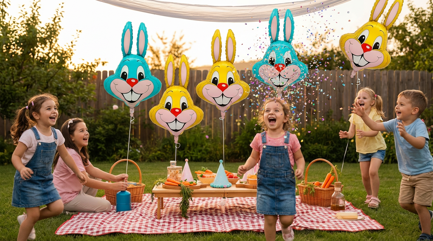 Cute Bunny Easter Balloons - 3 Pack Decoration