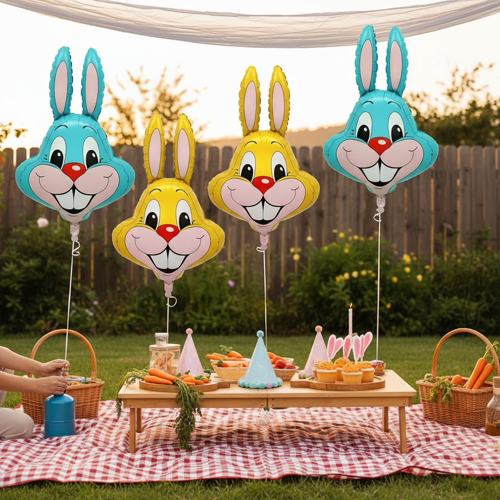 Cute Bunny Easter Balloons - 3 Pack Decoration