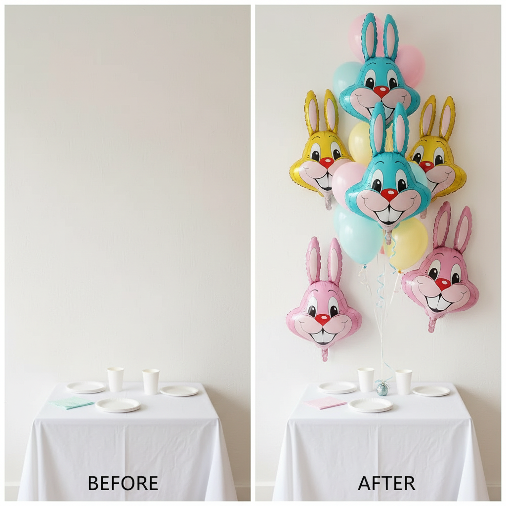 Cute Bunny Easter Balloons - 3 Pack Decoration